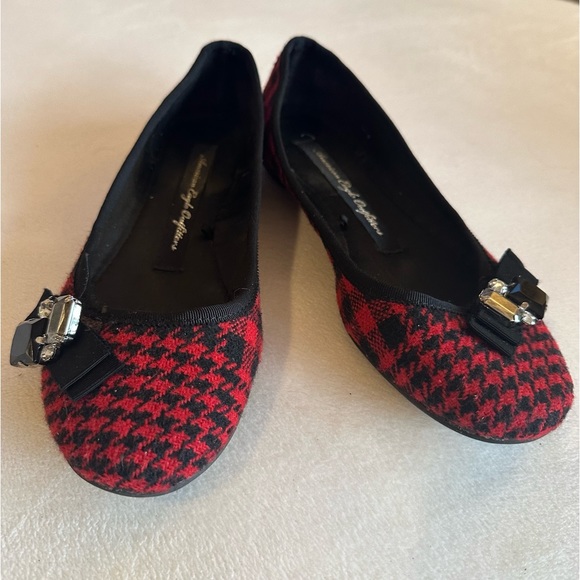 Y2K American Eagle AEO Red and Black Houndstooth Plaid Ballet Flats Size 7 - Picture 2 of 8
